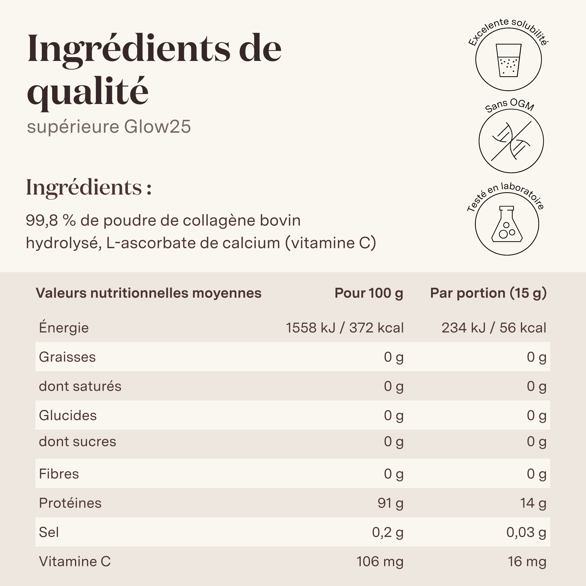 Collagène Glow25 - Notre formule originale enrichie en vitamine c