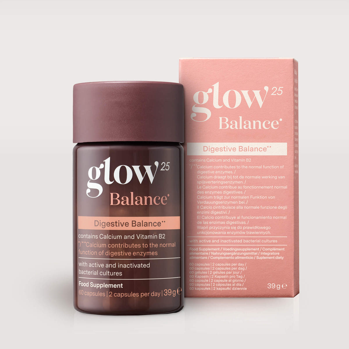 Glow25 Balance – gélules pour la flore intestinale, packaging